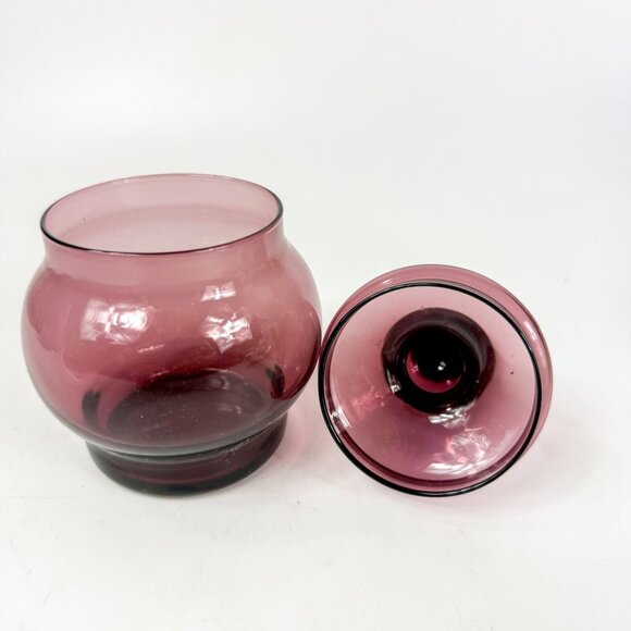 Vintage Empoli Purple Amethyst Glass Lidded Apothecary Jar Dish - Picture 6 of 6